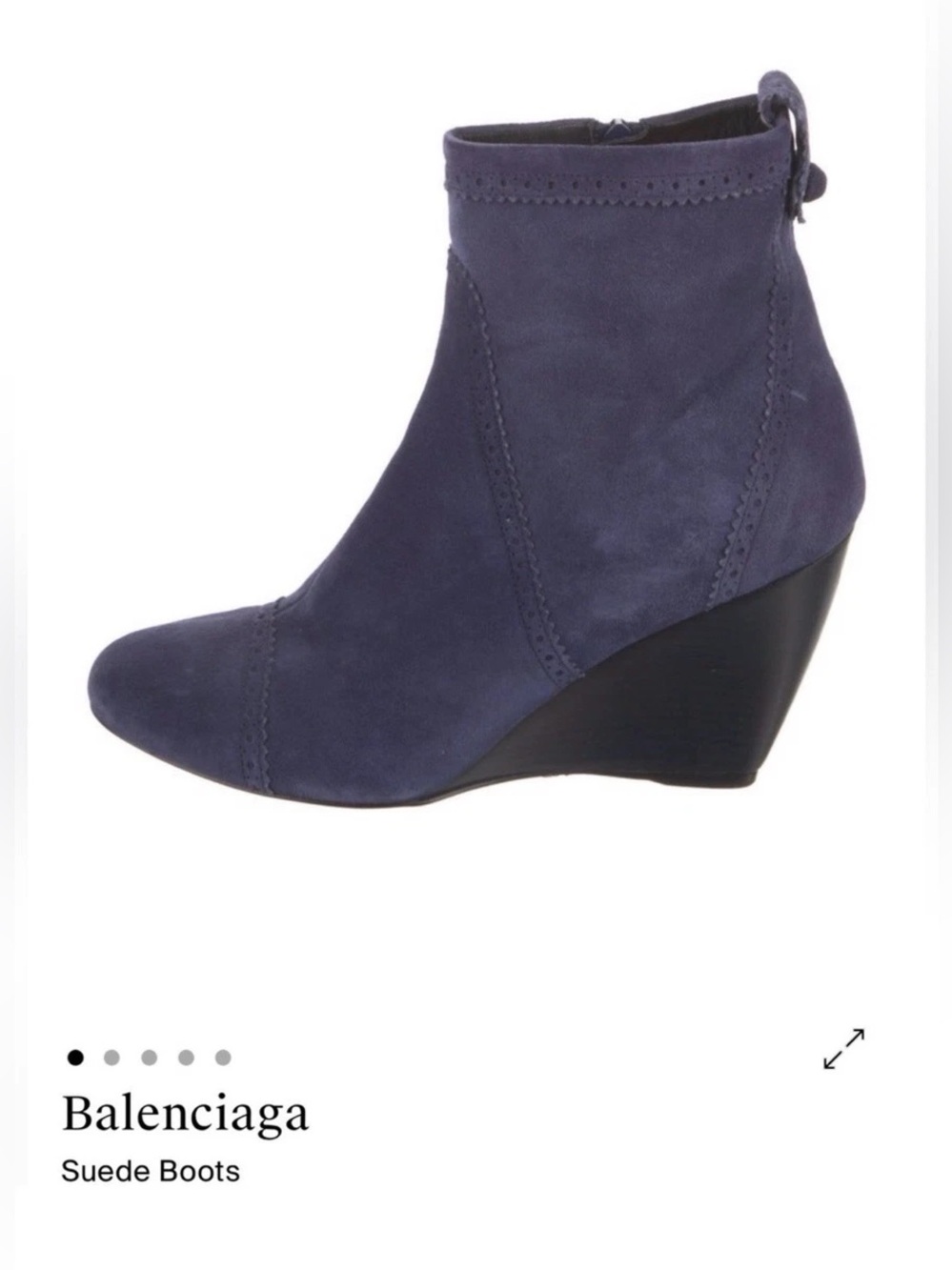 Balenciaga Blue Suede Ankle Wedge Booties